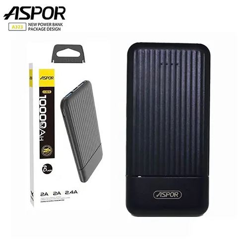 Charge on-the-go with the Aspor A323 Power Bank, featuring a 10000mAh capacity and dual USB output for fast charging. Perfect for smartphones and tablets. Get yours now at SLitems.lk!
