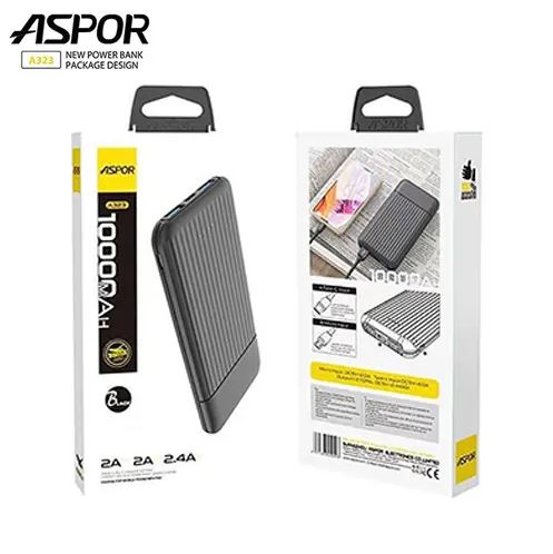 Charge on-the-go with the Aspor A323 Power Bank, featuring a 10000mAh capacity and dual USB output for fast charging. Perfect for smartphones and tablets. Get yours now at SLitems.lk!