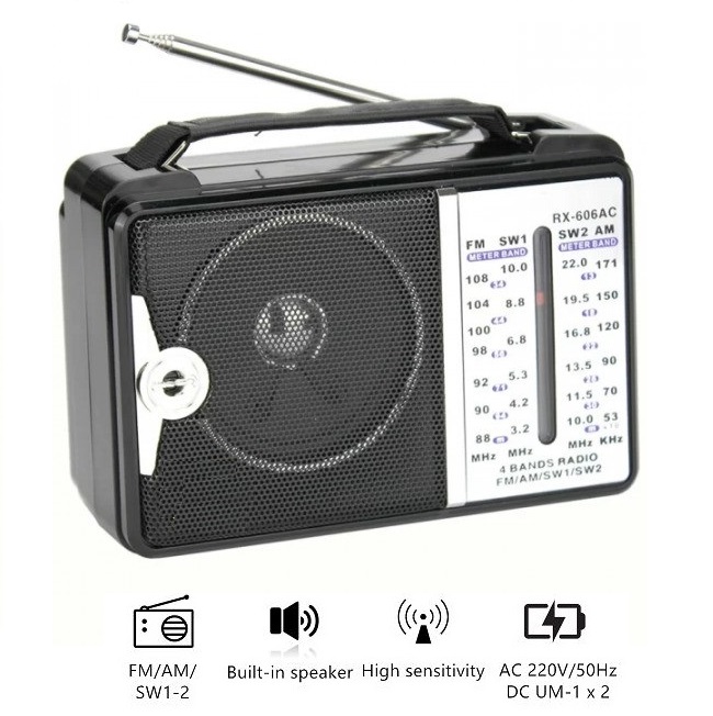 Discover the RX 606 Radio with AM/FM tuning, delivering clear sound and portability. Perfect for on-the-go music and news, featuring easy tuning and a compact design. | SL-items.lk