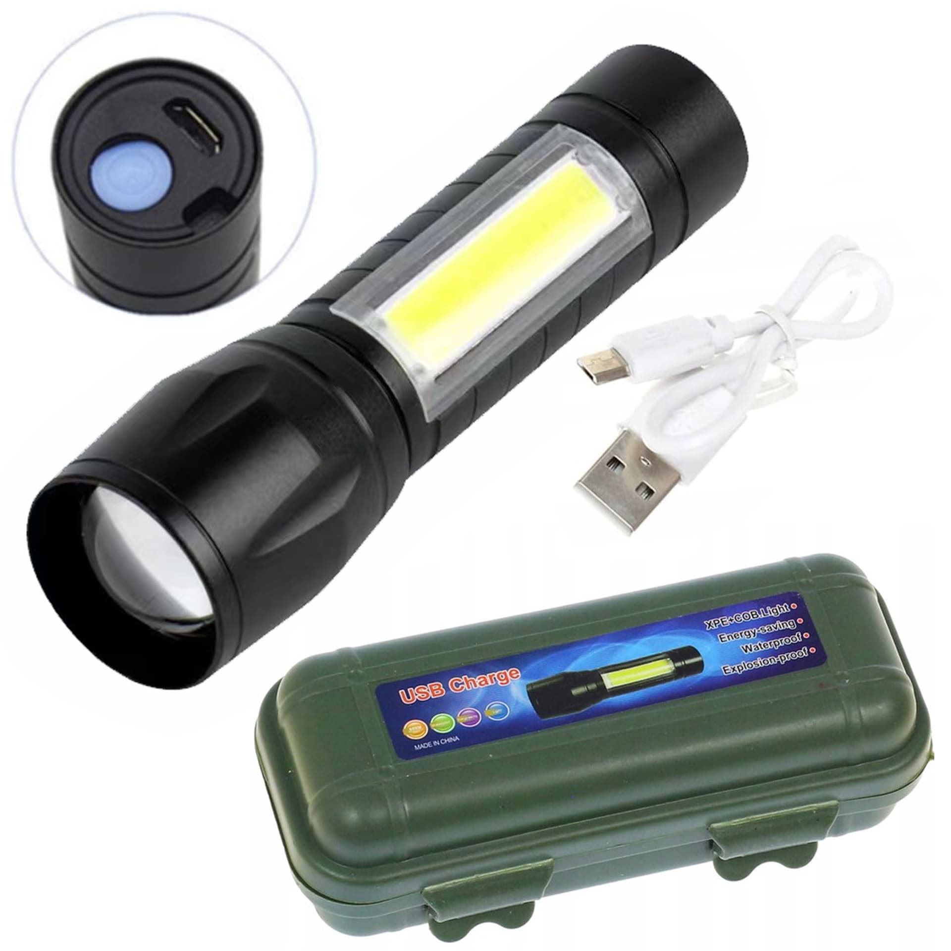 Discover the portable LED rechargeable flashlight torch with powerful lamp light. Compact, durable, and ideal for camping, emergencies, or daily use. Small but bright for any situation.
