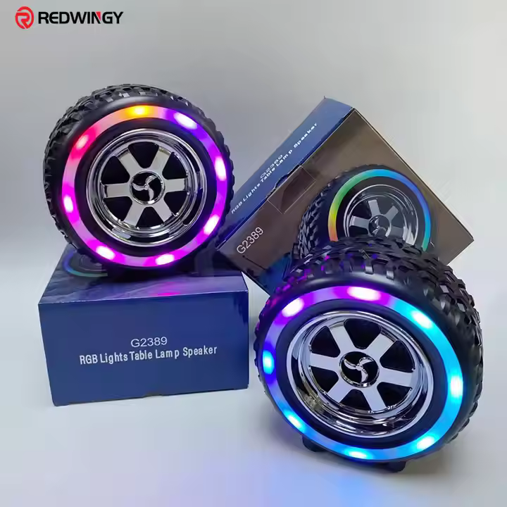 Redwingy G2389 Portable Vehicle Wheel Mini Altavoz Blue Tooth Small Wireless Speakers TWS Led Light Table Lamp Sound Box