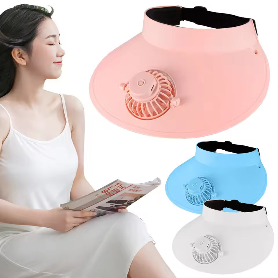 USB Charging Summer Rotatable Fan Cap - Image 5