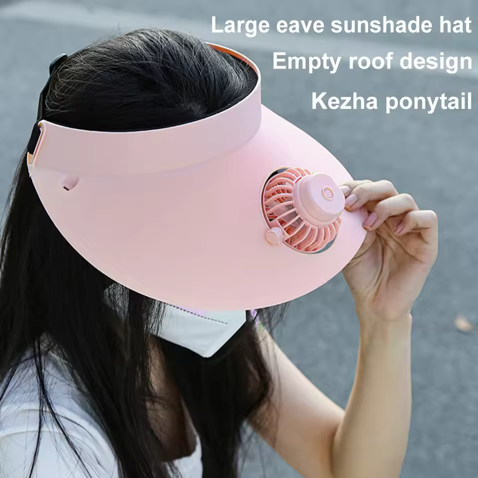 USB Charging Summer Rotatable Fan Cap - Image 10