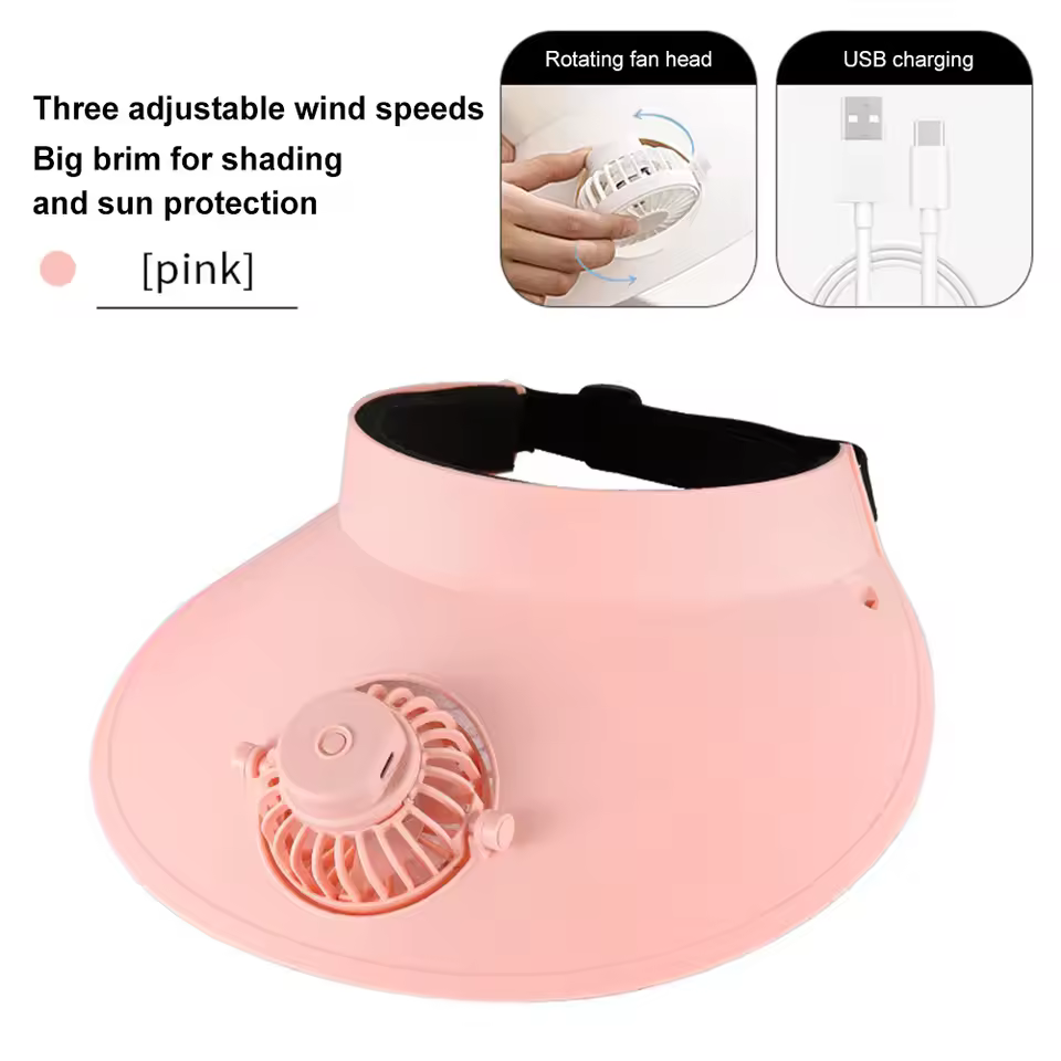 USB Charging Summer Rotatable Fan Cap - Image 8