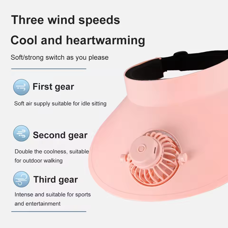 USB Charging Summer Rotatable Fan Cap - Image 11