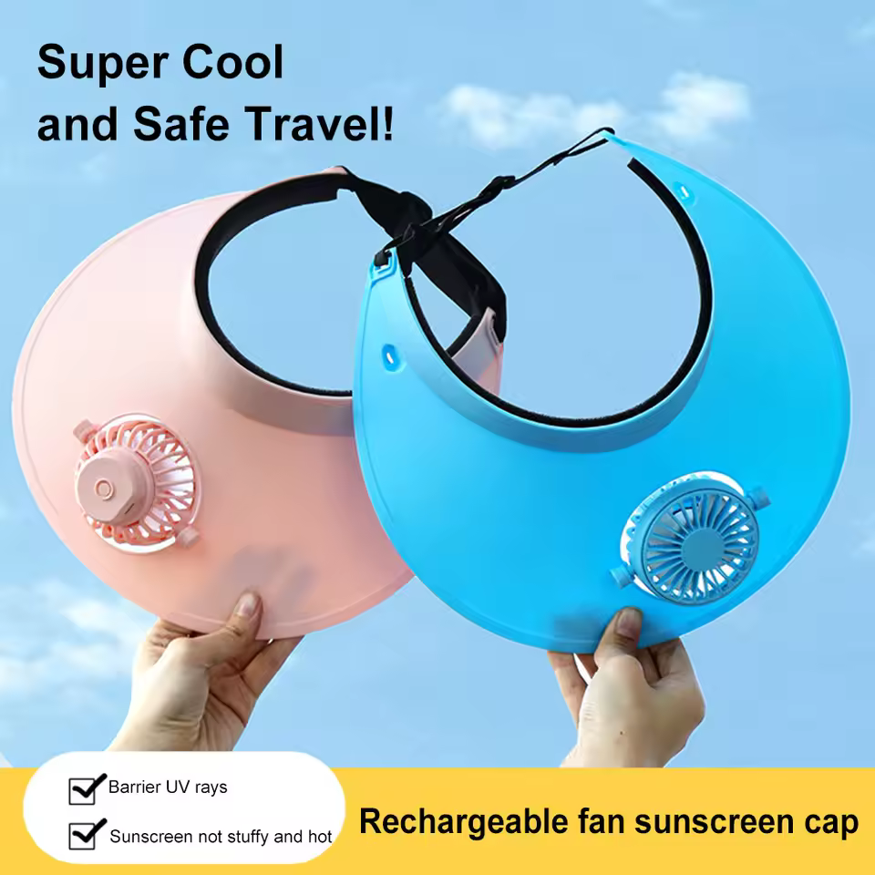 USB Charging Summer Rotatable Fan Cap - Image 13